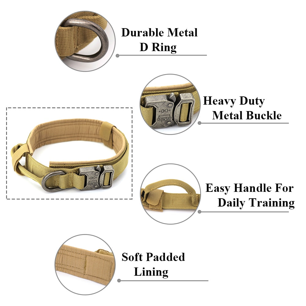 Tactical Dog Collar with D ring and handle