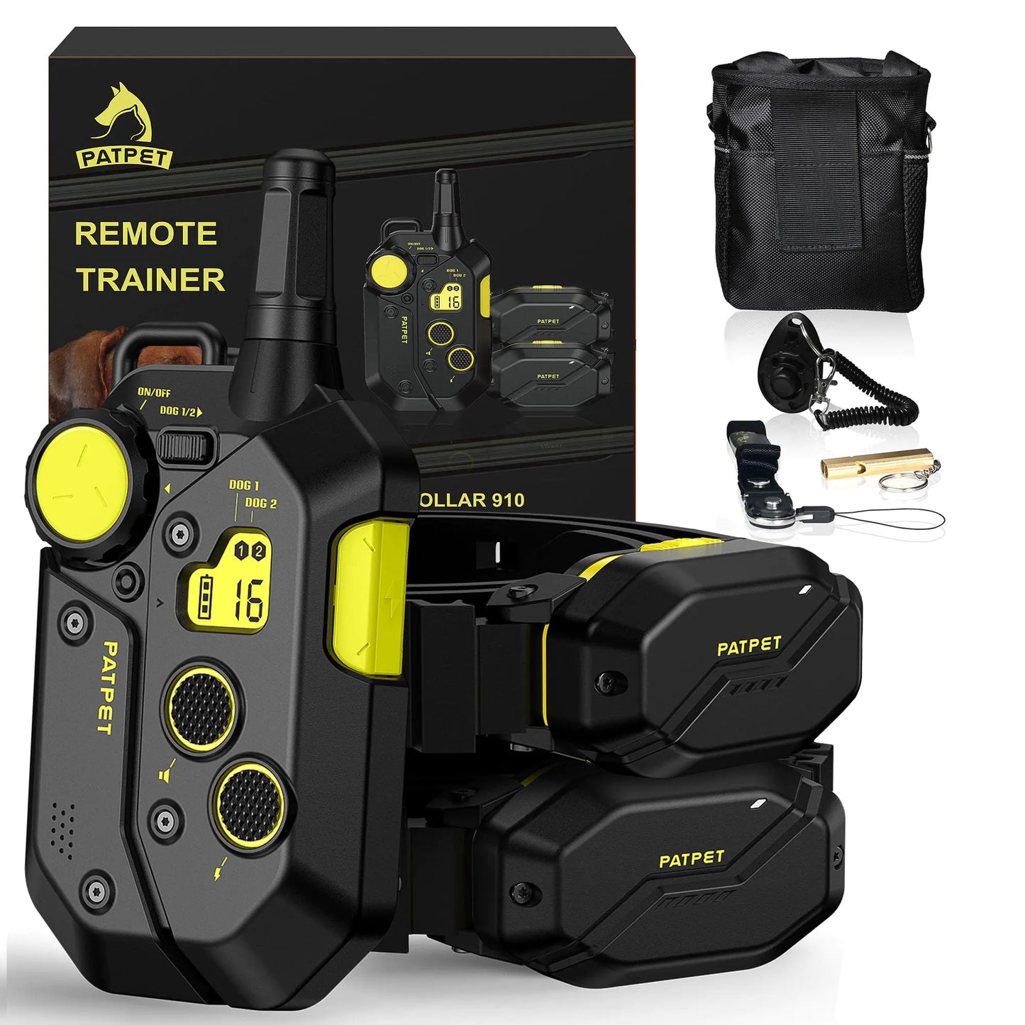 PATPET Shock Collar for Medium Large Dog (15-150 lbs) 2 Packs - 3/4 Mile Range Waterproof Rechargeable Dog Training Collar with Remote Dog E Collar for Large Breed for 2 Dogs