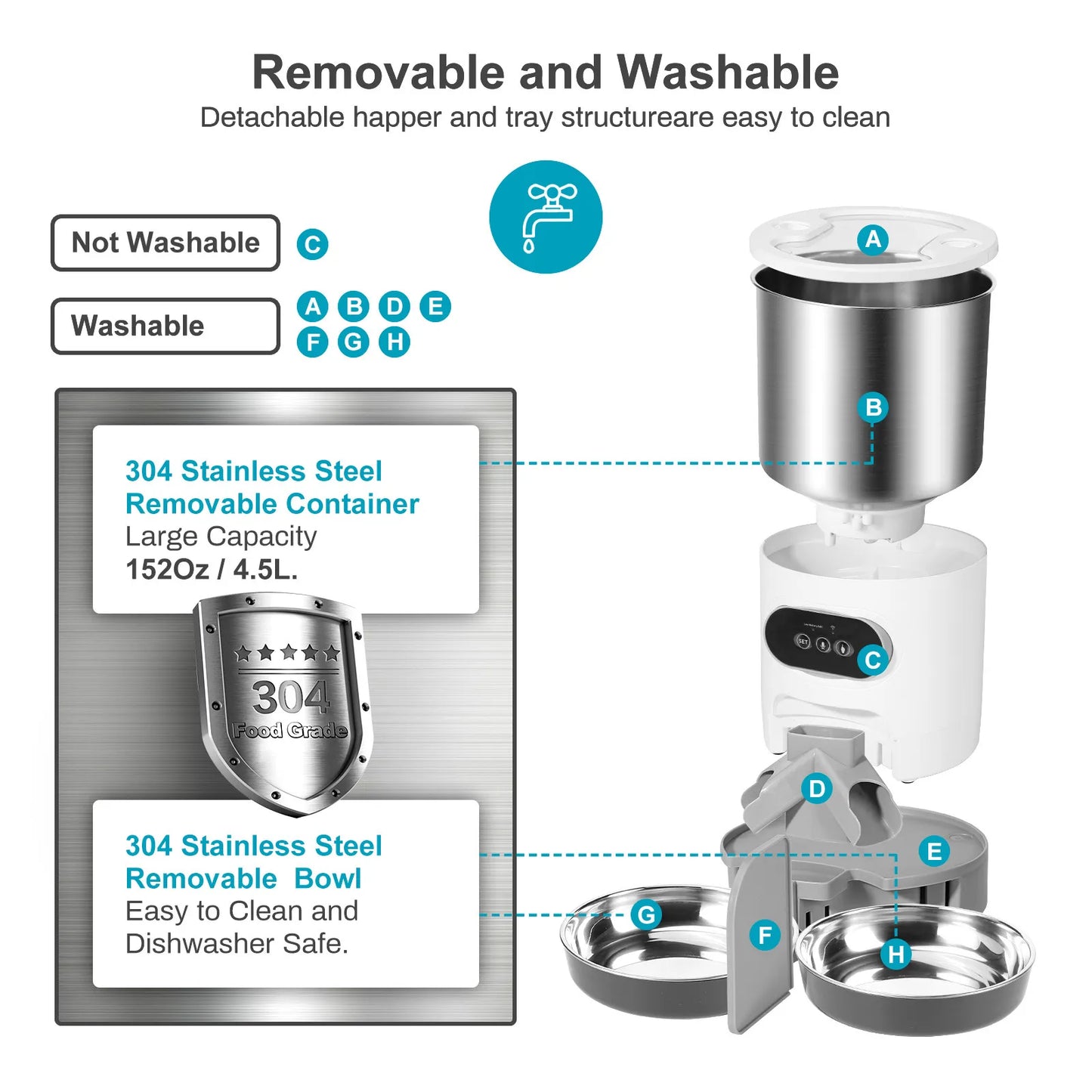 45L Pet Feeder, Timed & Recorded Meals