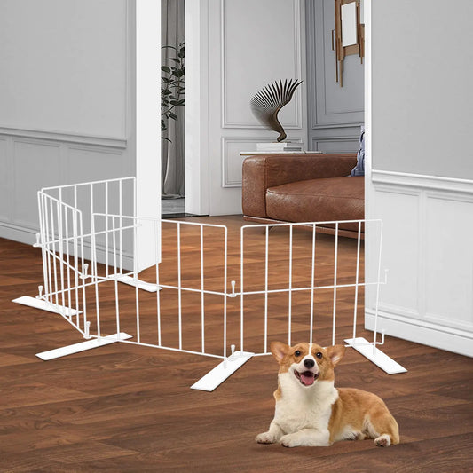 YORWHIN Short Dog Gate Pet Gates Puppy Gate 17 Inches Height Step Over Pet Fence Free Standing Dog Gate Indoor Outdoor Expands Up to 48 Inches Doggie Gates Small Dog Gates for Doorways Stairs