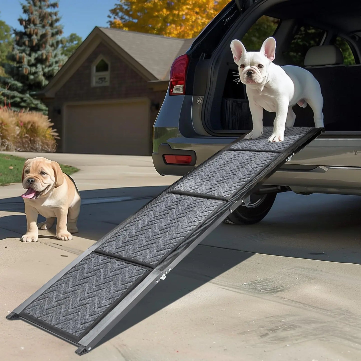 Moonflor Dog Car Ramp - 71" X-Long Folding Dog Ramp for Car & Trucks SUVs Portable Pet Ramp for Large Dogs Cat Joint-Friendly Ramp for Bed Stairs Car